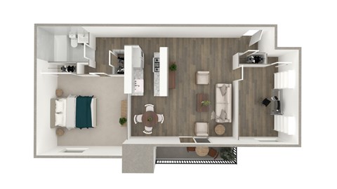 Floor plan for 1 bed, 1 bath, 800 sqft
